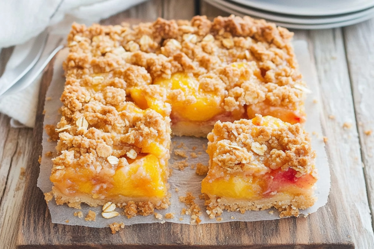 Peaches and Cream Delightful Crumble Bars